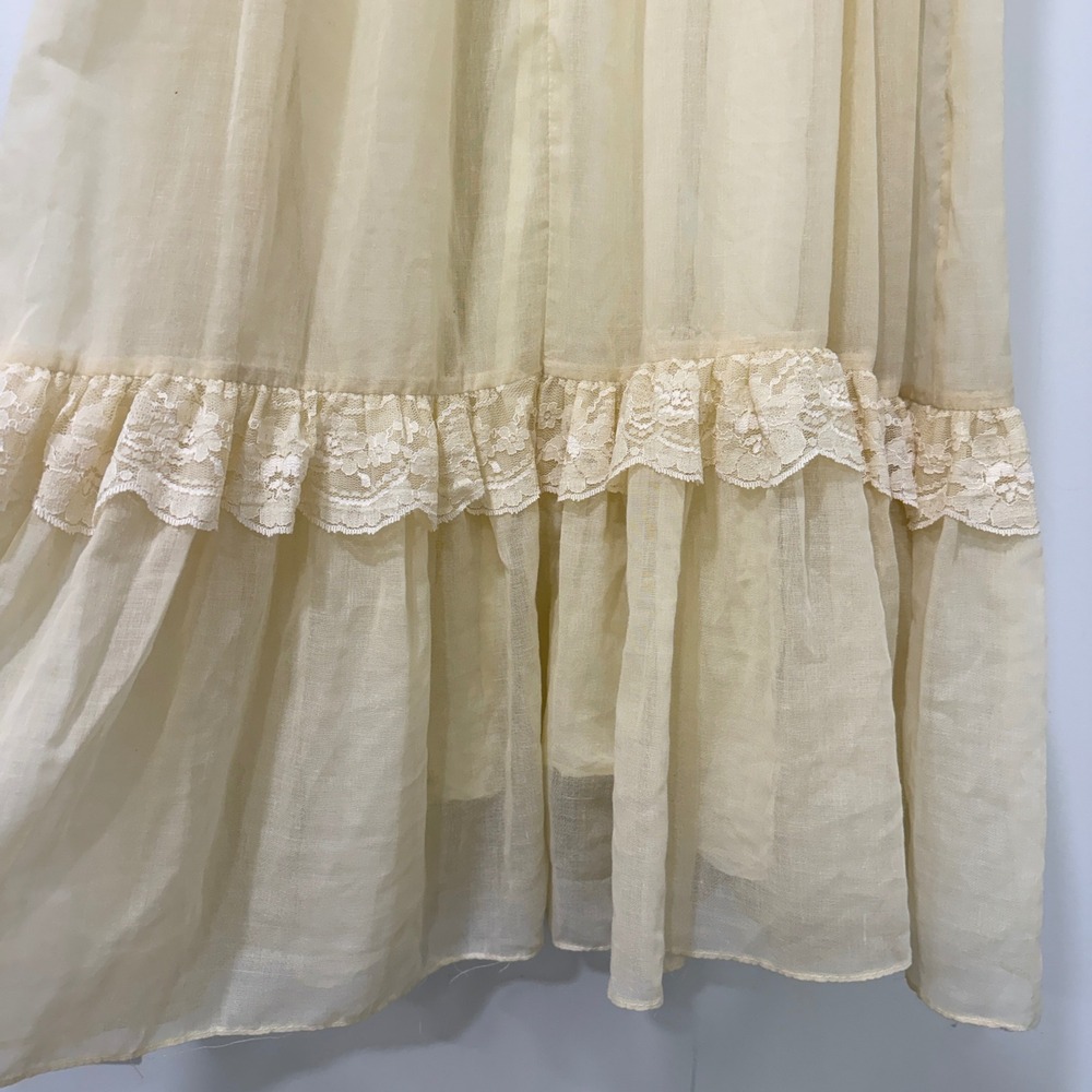 Vintage Gunne Sax Jessica Maxi Prairie Dress Lace Capelet Ivory Boho Size 13 - Picture 11 of 16